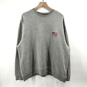 Boca Classics Sweatshirt Men XXL 2X Gray USA Flag Crew 90s Americana Embroidered